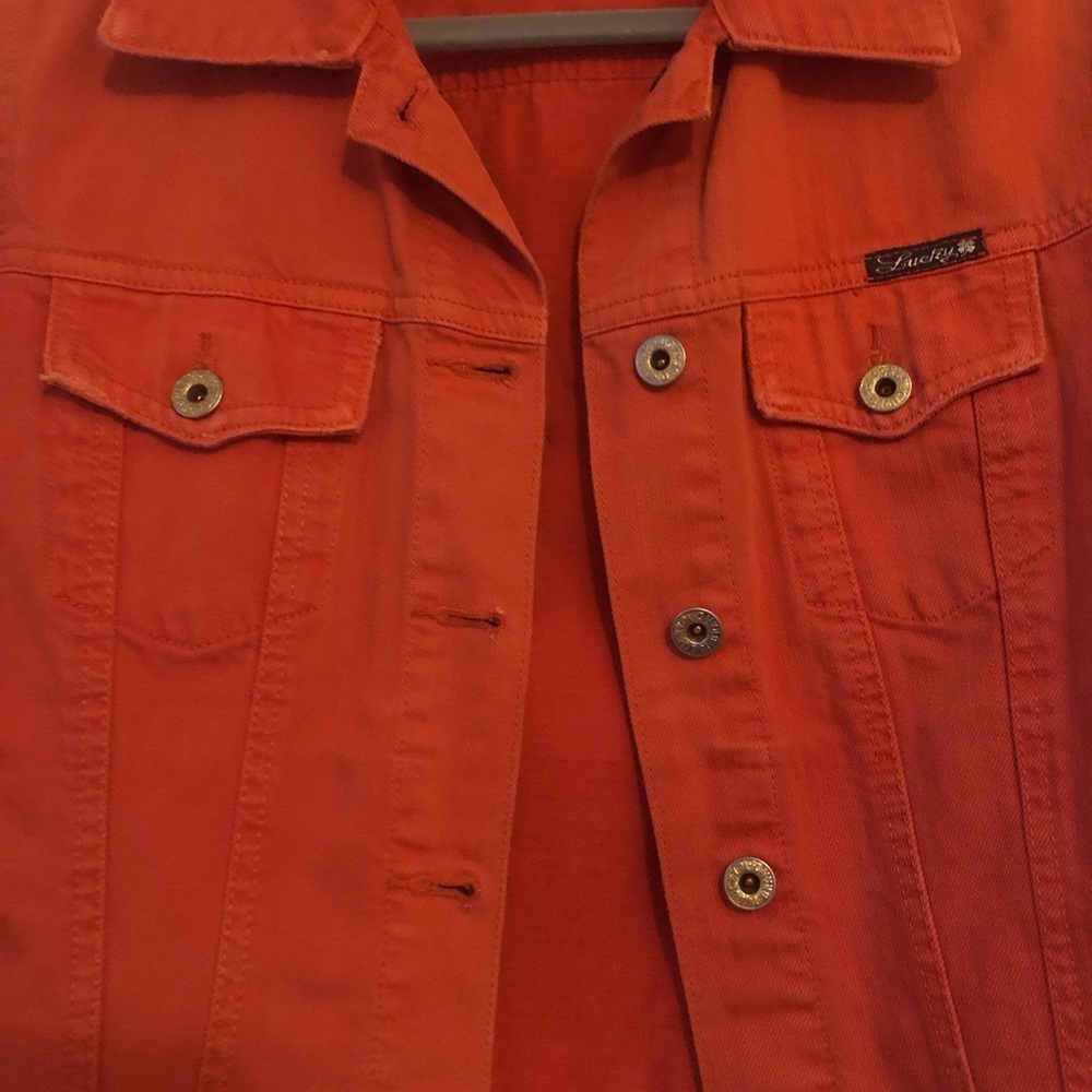 Lucky Brand orange jean jacket size medium